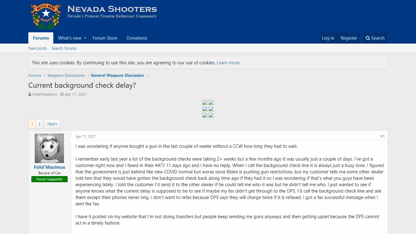 Current background check delay? | Nevada Shooters